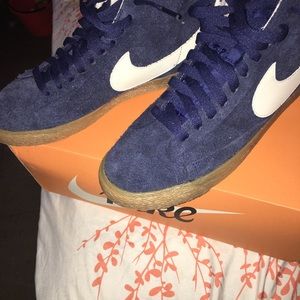 Blue suede Nike blazers